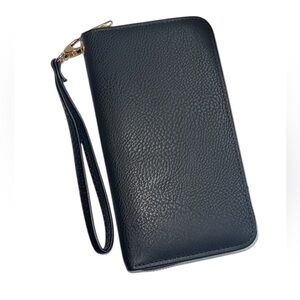 Black Textured Wristlet Wallet